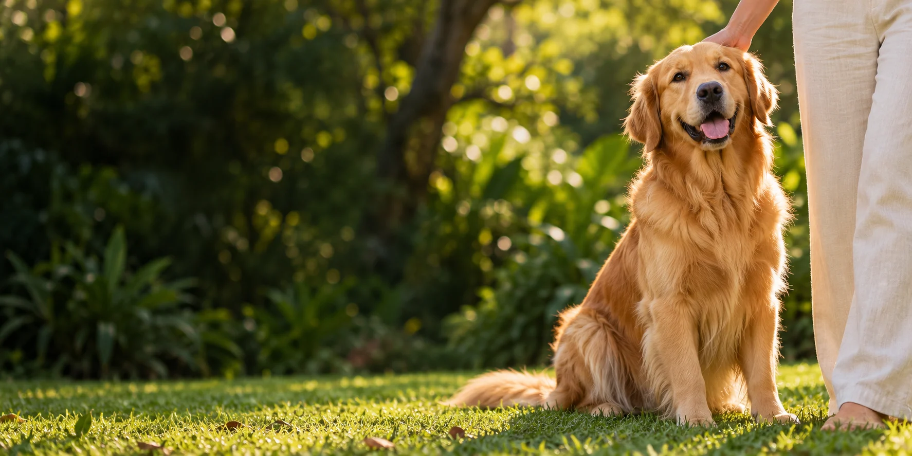 Cão em um jardim
